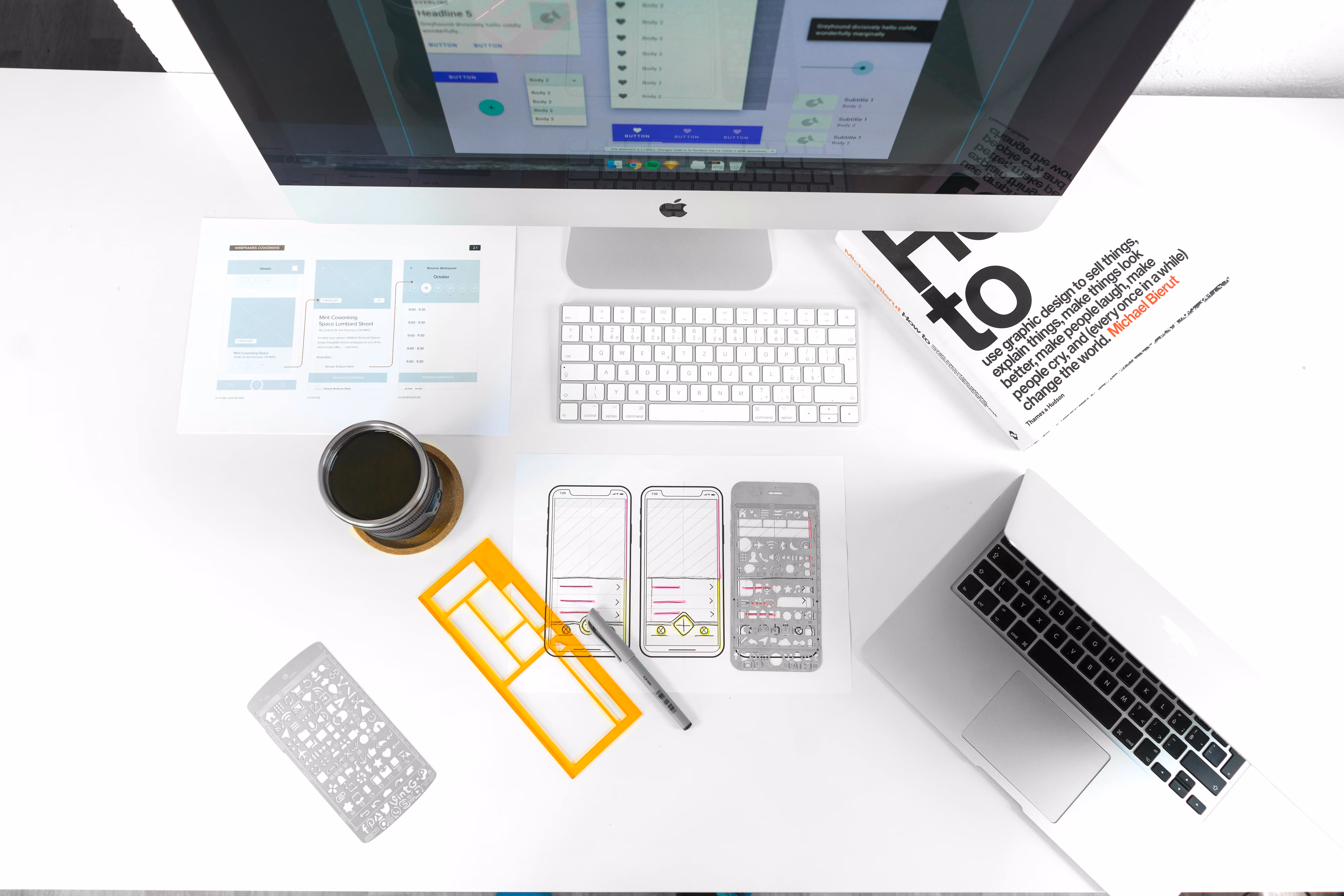 Clean web design workspace with a Mac
