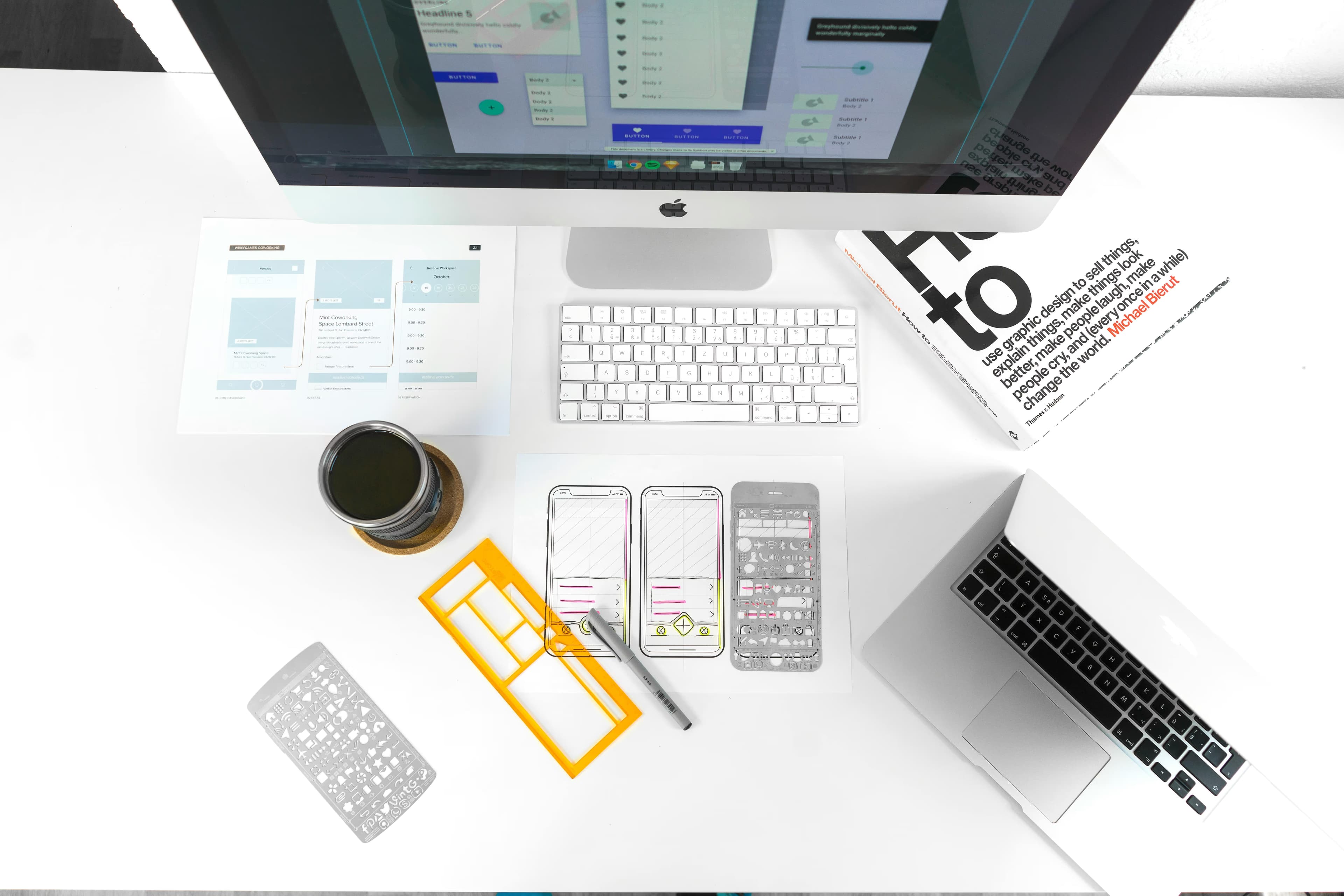Clean web design workspace with a Mac